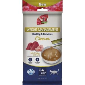 FARMINA N&D Quinoa Cat Weight Management Cream with Chicken & Tuna box – skanėstas katei – 4x15g
