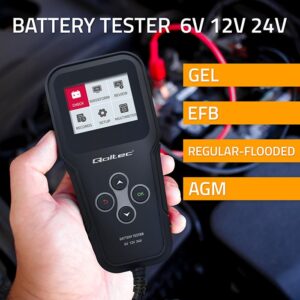Qoltec 52489 Skaitmeninis akumuliatoriaus analizatoriaus testeris 3 viename su LCD ir daugiakalbiu 6 V | 12V | 24V | 30Ah-200Ah - Image 2
