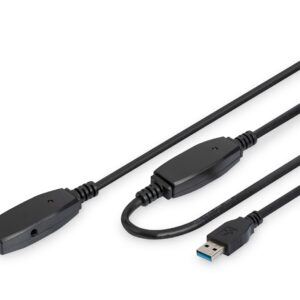 Digitus DA-73106 USB kabelis USB 3.2 Gen 1 (3.1 Gen 1) 15 m USB A 5 Gbit/s Juoda