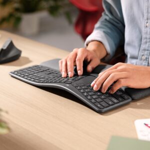 Logitech ERGO K860 klaviatūra Biuras RD belaidis ryšys + „Bluetooth“ QWERTY JAV tarptautinė versija Grafitas - Image 2