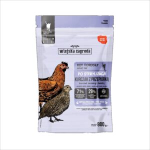 WIEJSKA ZAGRODA Sterilised Chicken with quail - sausas kačių maistas - 800g