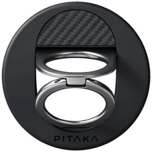 Magnetic holder PITAKA MagEZ Grip 3 MagSafe for phone juodos spalvos pilkos spalvos - Image 1