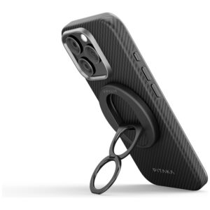 Magnetic holder PITAKA MagEZ Grip 3 MagSafe for phone juodos spalvos pilkos spalvos - Image 2