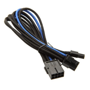SilverStone PCI 8 kontaktų į PCIe 6+2 kontaktų jungčių kabelis, 250 mm – juodas/mėlynas - Image 2