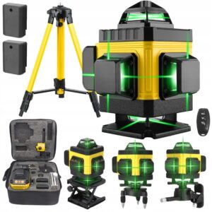 Extralink Rinkinys POZIOMICA LASEROWA KRZYOWA PASZCZYZNOWA LASER 4D ZE STATYWEM Sukimosi gulsčiukas 16 m