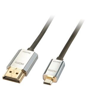 Lindy 41678 HDMI kabelis 3 m HDMI A tipo (standartinis) HDMI D tipo (Mikro) Juoda, Chromas, Auksas - Image 1