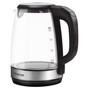 Sencor SWK 2090BK elektrinis virdulys 2 L 2200 W Juoda, Nerūdijančiojo plieno, Permatomas