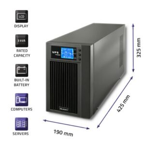 Qoltec 53043 nepertraukiamo maitinimo resursai (UPS) Dviguba konversija (prisijungus) 3 kVA 2400 W 2 AC išvestis(ys / čių)