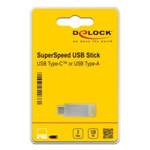 DeLOCK 54076 USB atmintukas 128 GB USB Type-A / USB Type-C 3.2 Gen 1 (3.1 Gen 1) Sidabras - Image 3