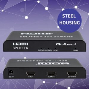 Qoltec 51797 Aktyvus HDMI skirstytuvas 2 x HDMI 4K x 2K | 6Gb/s | 60 Hz - Image 2