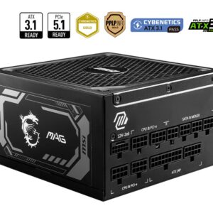 MSI MAG A1250GL PCIE5 maitinimo blokas 1250 W 24-pin ATX ATX Juoda