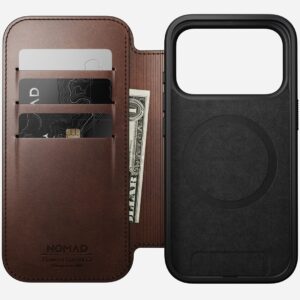 Nomad Modern Leather Folio mobiliojo telefono dėklas 16 cm (6.3") „Folio“ Ruda - Image 2