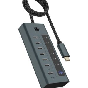 ICY BOX IB-HUB1457-C31 USB 3.2 Gen 1 (3.1 Gen 1) Type-C 10000 Mbit/ai Mėlyna, Pilka - Image 1