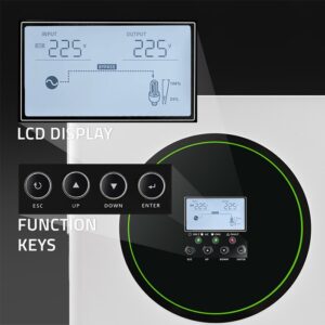 Qoltec 53865 Hibridinis saulės inverteris, neprisijungęs prie tinklo, 3500 W | 100 A | 24 V | MPPT | BMS | „Wi-Fi“ parinktis | Sinusinis | Galios koeficientas 1,0 - Image 3