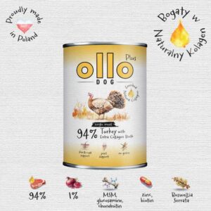 OLLO Plus Collagen Mono Turkey - drėgnas ėdalas šunims - 800g - Image 2