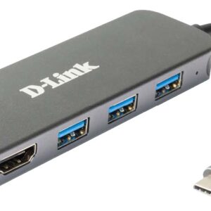 D-Link DUB-2333 knyginių kompiuterių dokas / jungčių replikatorius Vielinis C tipo USB Pilka
