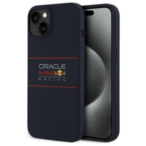 Red Bull RBHMP14S24SIHSRV iPhone 14 6.1" kietas dėklas, tamsiai mėlynas, silikoninis, horizontalus logotipas, MagSafe - Image 1