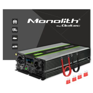 Qoltec 51923 Gryno sinusoidinio signalo keitiklis „Monolith“ | 3000 W | 6000 W | 24 V–230 V | LCD - Image 2