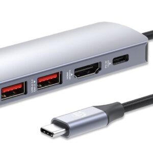 Manhattan 153966 knyginių kompiuterių dokas / jungčių replikatorius Vielinis USB 3.2 Gen 2 (3.1 Gen 2) Type-C Sidabras