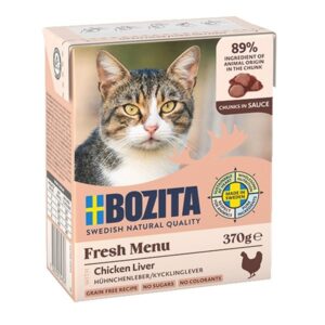 BOZITA Fresh Menu Chicken liver in gravy - šlapias kačių maistas - 370g