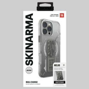 Skinarma dėklas Helio Apple iPhone 16 Pro Max 6.9" Magnetic Charging + Grip Stand titanium - Image 6