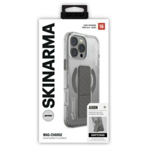 Skinarma dėklas Axon Apple iPhone 16 Pro Max 6.9" Magnetic Charging + Grip Stand titanium - Image 5