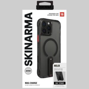 Dėklas Skinarma Helix Apple iPhone 16 Pro Max Magnetic Charging 360 Rotating Stand juodos spalvos - Image 9