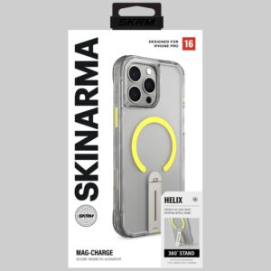 Dėklas Skinarma Helix Apple iPhone 16 Pro Magnetic Charging 360 Rotating Stand skaidrus - Image 9