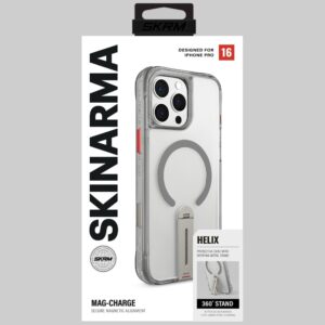 Dėklas Skinarma Helix Apple iPhone 16 Pro Magnetic Charging 360 Rotating Stand titanium - Image 9