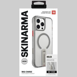 Dėklas Skinarma Helix Apple iPhone 16 Pro Max Magnetic Charging 360 Rotating Stand titanium - Image 9