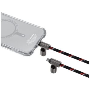 Universal phone lanyard kabelis 2in1 Skinarma Dyno Ve USB-C/USB-C juodos spalvos - Image 3