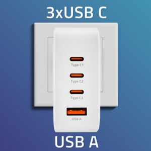 Qoltec 51828 GaN 140 W įkroviklis | 5–20 V | 2,5–5 A | 3 x USB-C PD | 1 x USB QC 3.0 - Image 2