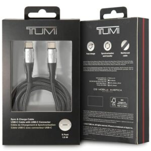 TUMI TUCCSUSBC USB-C į USB-C cable 1.5m Fast Charging juodos spalvos - Image 3