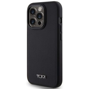 Tumi TUHMP15LRBAK Apple iPhone 15 Pro 6.1" juodos spalvos kietas dėklas with Leather Ballistic Pattern and MagSafe - Image 2
