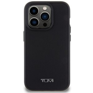 Tumi TUHMP15LRBAK Apple iPhone 15 Pro 6.1" juodos spalvos kietas dėklas with Leather Ballistic Pattern and MagSafe - Image 3