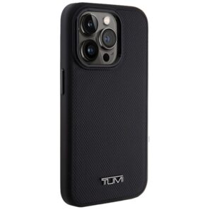 Tumi TUHMP15LRBAK Apple iPhone 15 Pro 6.1" juodos spalvos kietas dėklas with Leather Ballistic Pattern and MagSafe - Image 4