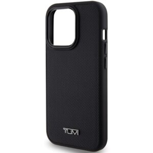 Tumi TUHMP15LRBAK Apple iPhone 15 Pro 6.1" juodos spalvos kietas dėklas with Leather Ballistic Pattern and MagSafe - Image 6