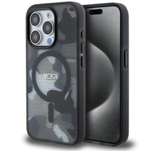 Tumi TUHMP15XTCAMK Apple iPhone 15 Pro Max 6.7" juodos spalvos kietas dėklas with Frosted Camo Print and MagSafe - Image 1