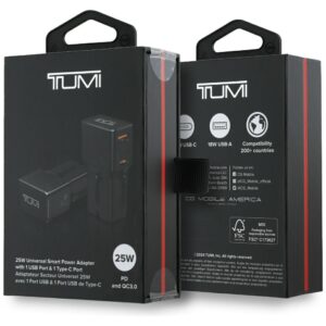 Power Charger TUMI Kelioninis įkroviklis 25W USB-C / USB-A juodos spalvos - Image 6