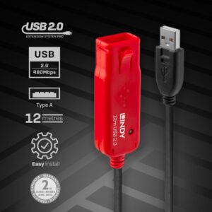 Lindy 42782 USB kabelis USB 2.0 12 m USB A Juoda - Image 3