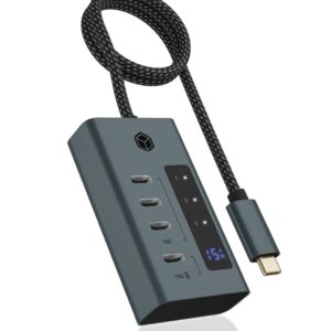 ICY BOX IB-HUB1454-C31 USB 3.2 Gen 1 (3.1 Gen 1) Type-C 10000 Mbit/ai Mėlyna, Pilka - Image 1