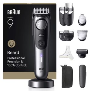 Braun BeardTrimmer 9 BT9560 Baterija 52 2 cm „Wet & Dry“ Juoda, Pilka