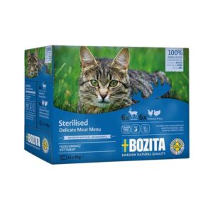 BOZITA Sterilised Delicate meat menu Box - šlapias kačių maistas - 12x85g