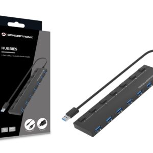 Conceptronic HUBBIES19BP sąsajos šakotuvas USB 3.2 Gen 1 (3.1 Gen 1) Type-A 5000 Mbit/ai Juoda - Image 3