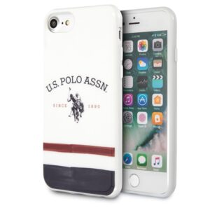 US Polo USHCI8PCSTRB Apple iPhone 7/8/SE 2020/ SE 2022 baltos spalvos Tricolor Pattern Collection - Image 1