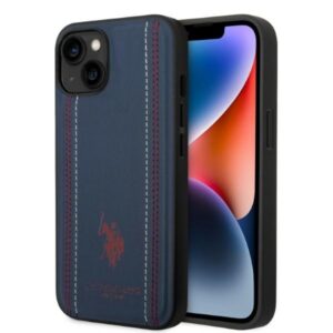 US Polo USHCP14MPFAV Apple iPhone 14 Plus / 15 Plus 6.7" navy blue Leather Stitch