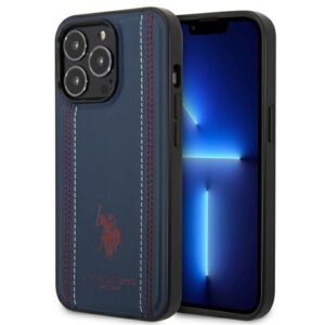 US Polo USHCP14LPFAV Apple iPhone 14 Pro 6,1" navy blue Leather Stitch