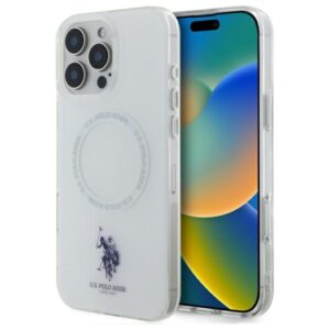 US Polo USHMP16LHOCLDPW Apple iPhone 16 Pro 6.3" baltos spalvos IML Ring MagSafe