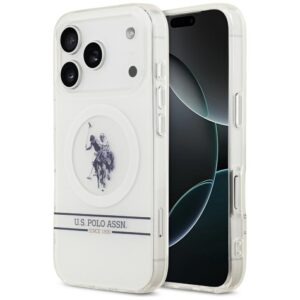 US Polo DH and Bottom Stripe Logo MagSafe dėklas Apple iPhone 17 Pro baltos spalvos - Image 1