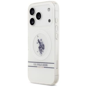 US Polo DH and Bottom Stripe Logo MagSafe dėklas Apple iPhone 17 Pro baltos spalvos - Image 2
